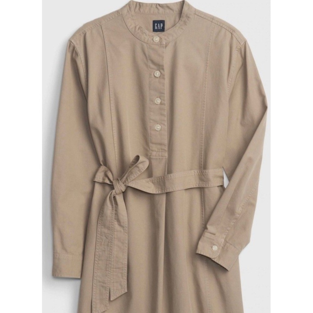 NWT Gap Utility Mini Tan Beige Shirt Dress Long Sleeve With Belt Women's M